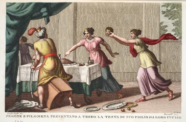 Procné, Philomèle et Térée devenus fous, livre VI, illustration des Métamorphoses d